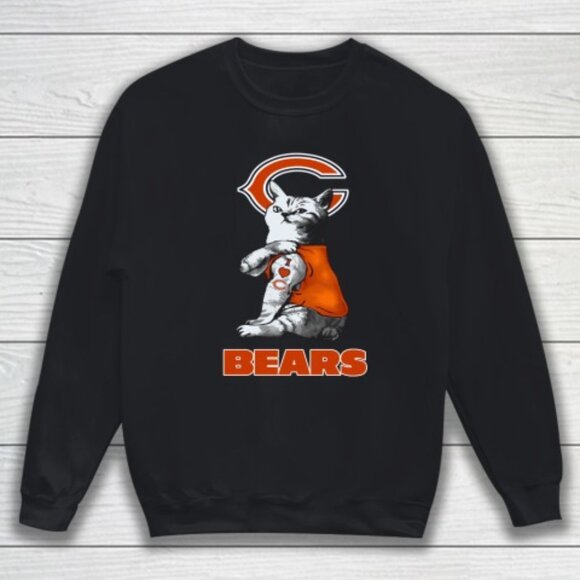 NFL Football My Cat Loves Chicago Bears Sweatshirt Fan Gift Unisex Apparel 159 - Picture 1 of 5
